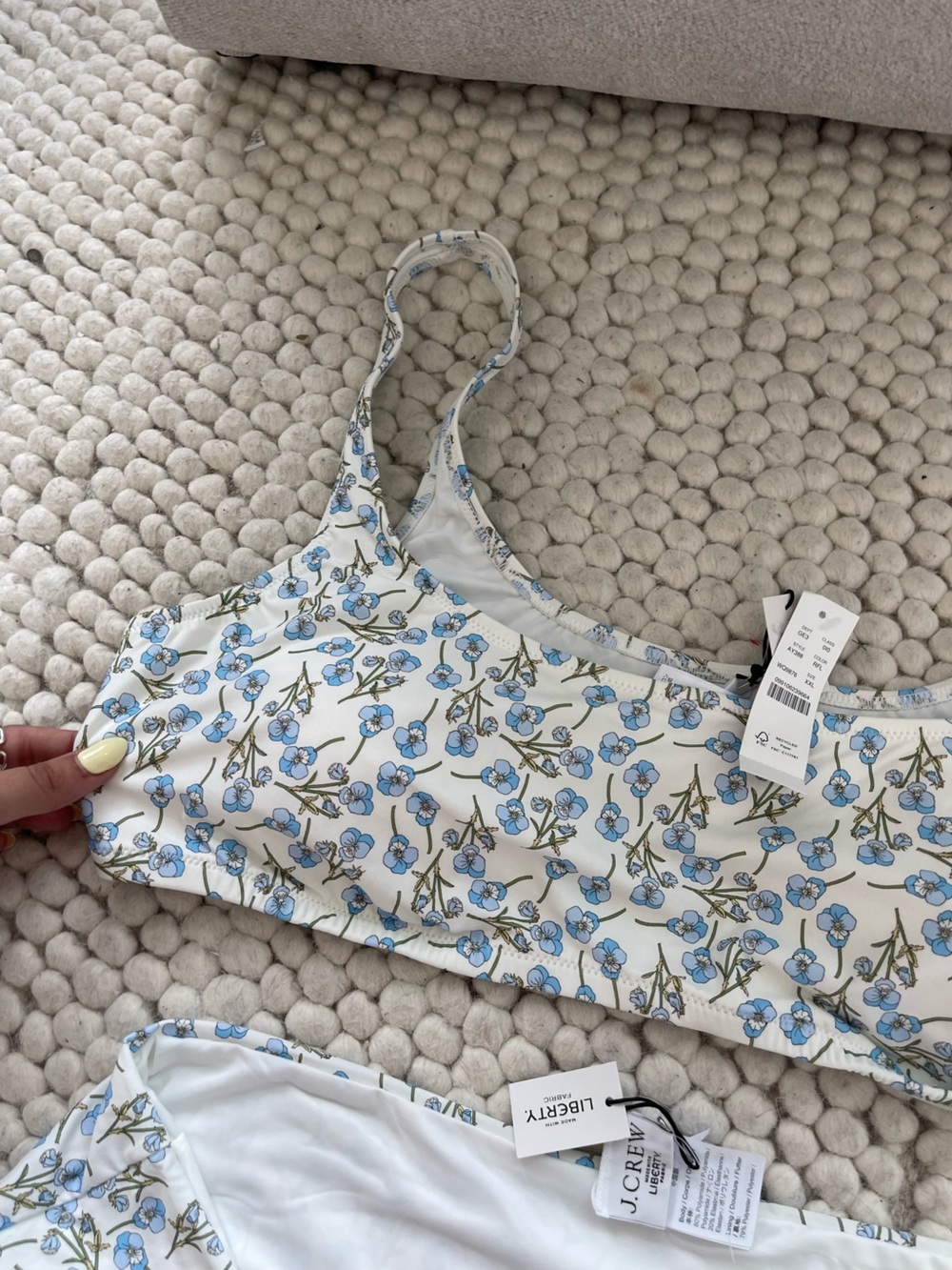 J Crew Floral Blue & White Two-Piece Bikini - Picture 8 of 9
